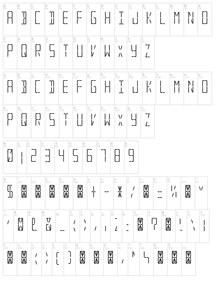 Digital System font map